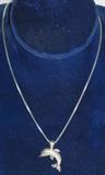 Lot #106:  Sterling Dolphin Pendent & 30"Chain, Both Marked 925.