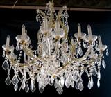 Lot #190:  Beautiful French Glass Crystal Chandelier w/15 Arms, 38"W x 31"L.