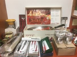 Knife sets, fondue sets, and other cookware