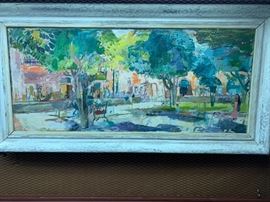 “Plaza” by Francis Chapin
Oil on Masonite 18 3/4” x 42 1/4”
