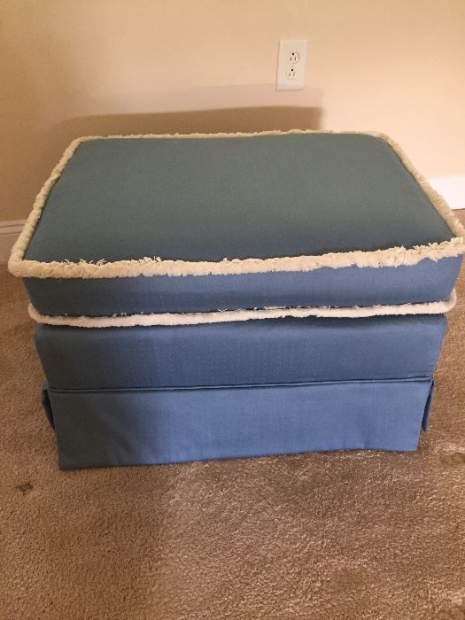 Vintage Upholstered Ottoman w/Rollers