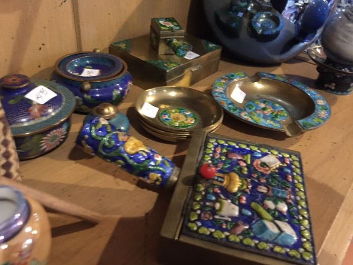 Assortment of Vintage Asian Cloisonne Ashtrays