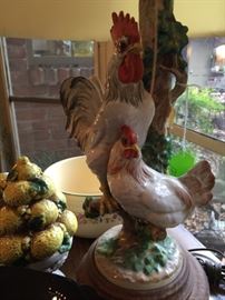Rooster Motif Hand Painted Lamp