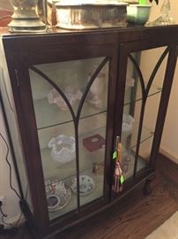 Pair of Matching Antique Mahogany and Glass Curio Cabinets