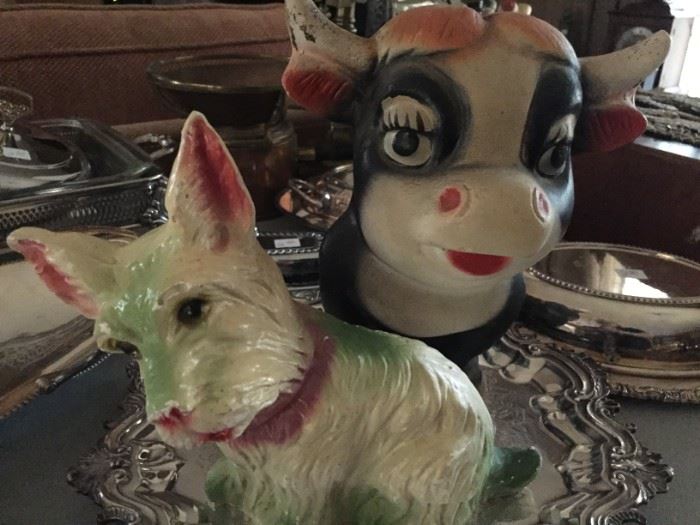 Vintage Chalk "Ferdinand The Bull" and "Scottie"