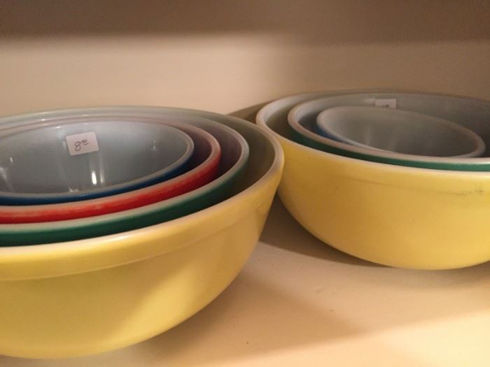 Sets of Vintage Pyrex Primary Colors Nesting Mixing Bowls