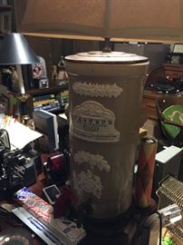 Large Antique "Pasteur" Crockery Lamp