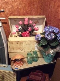 Vintage Trunk - Mason Jars - Florals