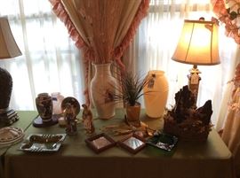 Ginger jars, lamps, florals, figurines.