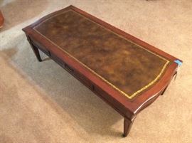 Leather topped coffee table