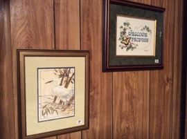 Hand cross stitch pieces and artwork
