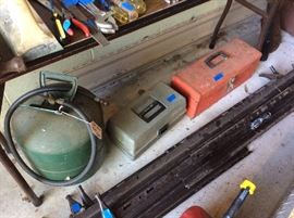 Tool boxes, metal, bed rails