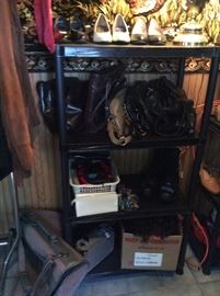 Women's pocketbooks, shoes, belts, scarves.