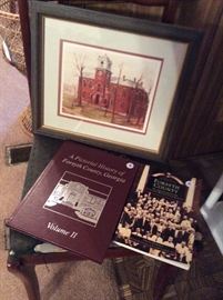 Forsyth County books and watercolor of Courthouse