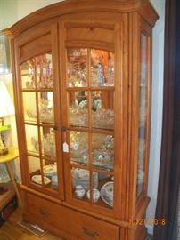 Nice pine cabinet full of nice glass