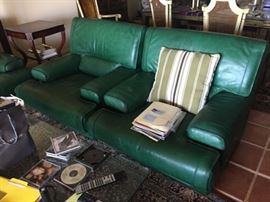 Pair French Leather Arm Chairs