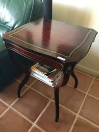 Pair Leather Top Tables