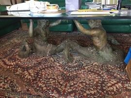 French Mermaid Glass Top Coffee Table