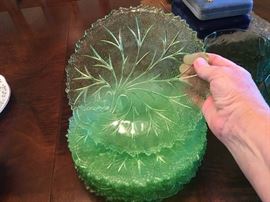 Mid-century green glass plates