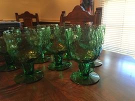 Mid-century green glass goblets