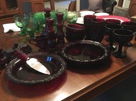 Full set of Avon cranberry dishes