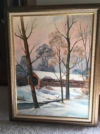 Winter scene of covered bridge