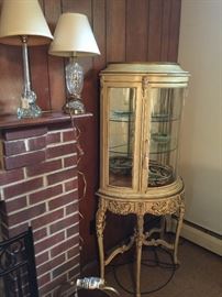Display cabinet $50 Lamps $25 each