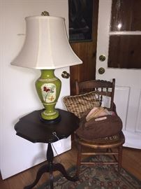 Lamp $25  Chair $15  Sewing Basket $5