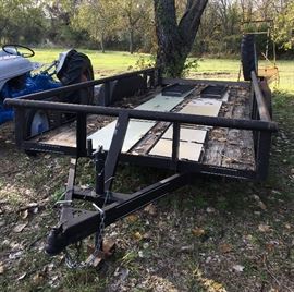 HEAVY DUTY DUAL AXEL TRAILER, WILL NEED FLOOR REPLACED.  18' X 6.5'