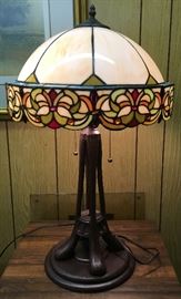 Pair Of Heavy Tiffany Style Lamps