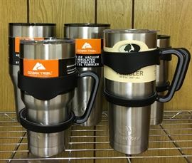 NEW STAINLESS INSULATED MUGS WITH CARRIERS.  GREAT FOR GIFT GIVING!