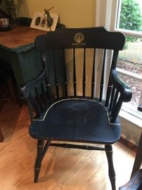 Vintage Davidson College Windsor style arm chair