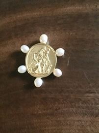 Signed broach by Jaded Jewels...hand dipped 18 k gold