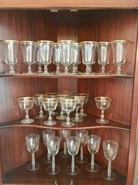 Gold rimmed crystal stemware