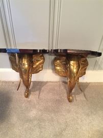 Gold tone elephant wall sconces