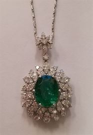 18K Emerald & diamond necklace Ap $20,375