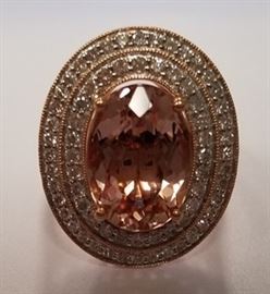 14K Rose gold Morganite & diamond ring Ap $6,570