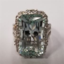 Platinum 11 Carat Aquamarine & diamond $14,150
