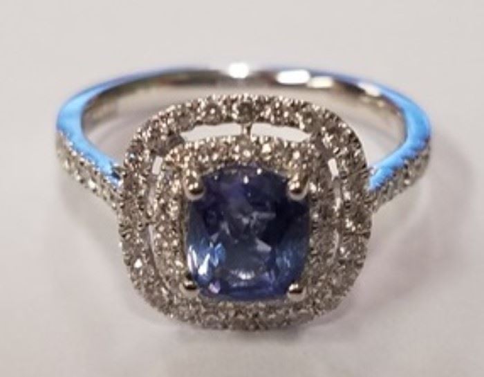 Platinum sapphire & diamond ring Ap $10,220
