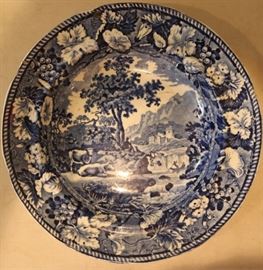 blue white plates