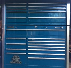 2000 Matco Tools MB7525 Custom 2 Bay Rollaway Bottom Cabinet Toolbox w/Upper 2 Bay Custom Top Toolbox