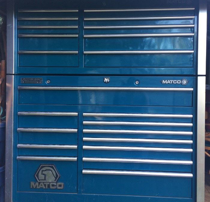 2000 Matco Tools MB7525 Custom 2 Bay Rollaway Bottom Cabinet Toolbox w/Upper 2 Bay Custom Top Toolbox