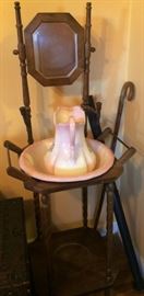 Antique Washstand w/Pitcher and Bowl, Canes