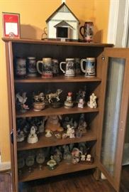 Glass Door Display Shelves, Steins, Collectible Figurines