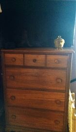 Vintage Dresser, Amber Carnival Pressed Glass Candy Dish w/lid