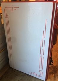 Antique Enamel Kitchen Table w/Drawer and Metal Legs