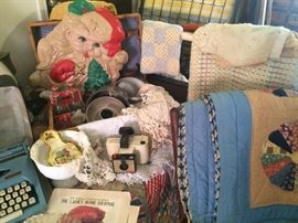 Vintage Polaroid Land Camera, Quilts, More