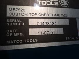 Matco Tool MB7520 Custom Top Chest