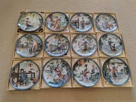 Complete set of 12 beauties of the red mansion collector plates 
