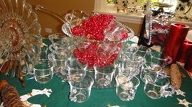 Punch Bowl, Candlewick bowl and 32 Glasses
